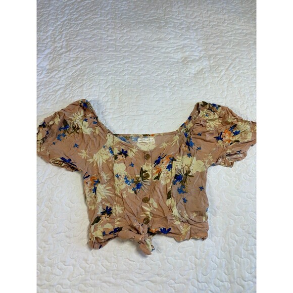 Areopostale y2k floral print front tie crop top size medium - Picture 2 of 7